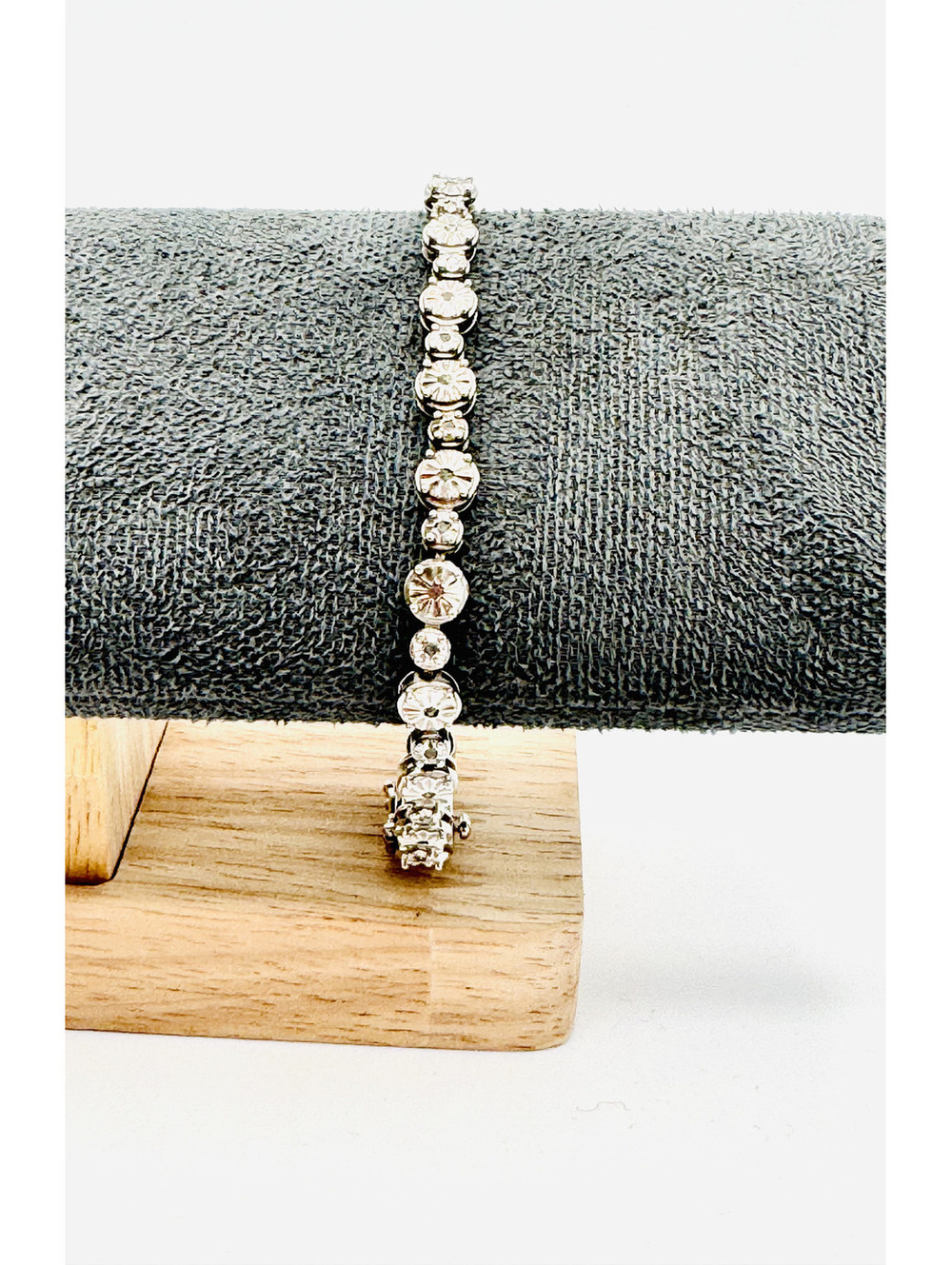 Sterling silver art deco starburst design link bracelet